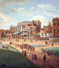 Charles II in St. James Park behind Whitehall
